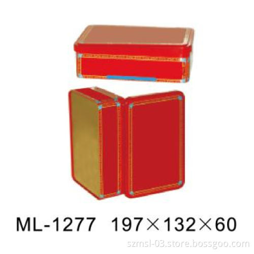rectangular gift tin can with hinge